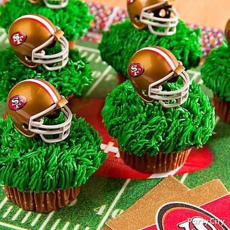 Super Bowl Sunday Ideas and Recipes - 49er Party, 49ers Birthday Party, Football Party Desserts, 49ers Birthday, 49ers Cake, 49ers Party, Super Bowl Cupcakes, Super Bowl Desserts, Bowl Desserts