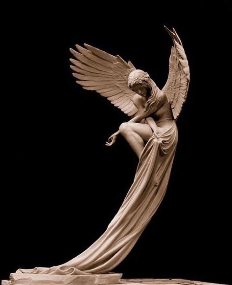 𝐿’𝑎𝑟𝑡. on Twitter: "Angel sculpture by Benjamin Victor… " Angel Statue, An Angel, Black Background, A Black, Angel, Statue, Sculpture, Writing, Stone