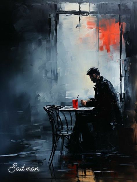 Old Paintings Aesthetic Dark, Oil Painting Aesthetic Dark, Dark Art Paintings, Painting Of A Man, Moody Art, Digital Creator, Expressionist Art, Man Sitting, Dark Art Illustrations