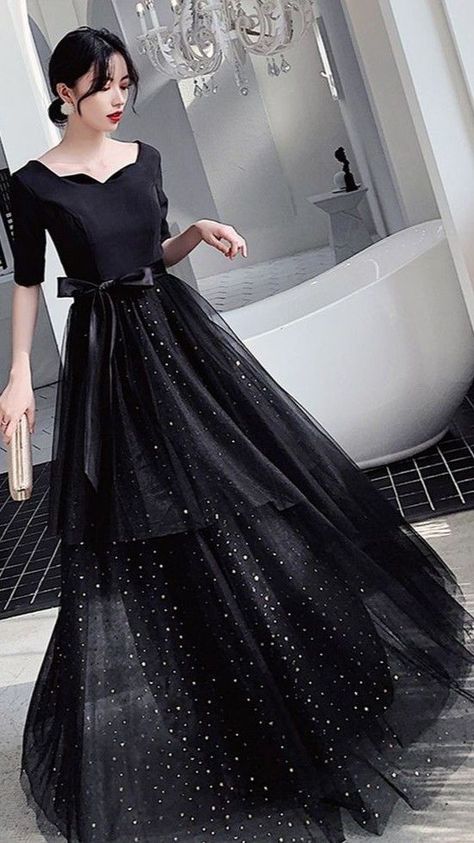 Gaun Koktail, Black Evening Gown, Gowns Dresses Elegant, Long Cocktail Dress, K Fashion, Korean Fashion Dress, Fairytale Dress, Evening Dresses Elegant, Beautiful Gowns