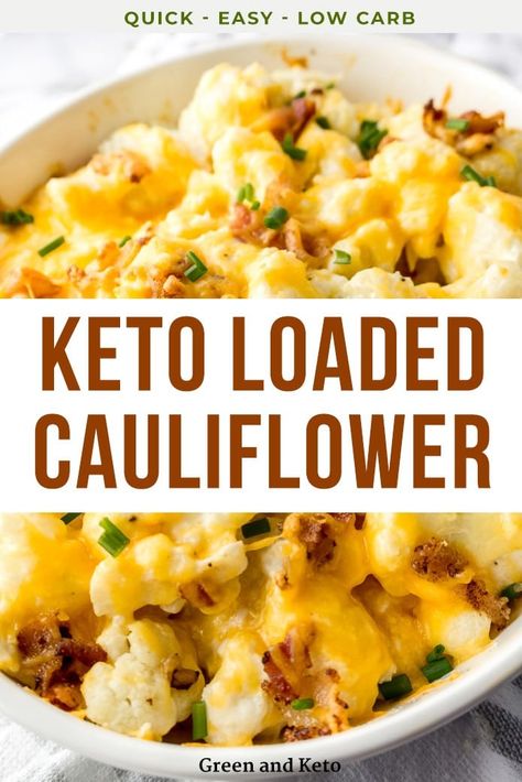 Keto Loaded Cauliflower, Keto Cauliflower Casserole, Loaded Cauliflower Casserole, Cena Keto, Comidas Keto, Loaded Cauliflower, Keto Side, Loaded Baked Potato, Cauliflower Casserole