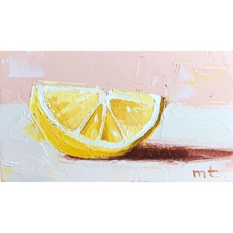 Megan Trueblood on Instagram: “Last tiny painting, “Lemon Wedge” will be at tonight’s Business Card Show at @jkrgallery. Opens at 5! . . . . . #tinypainting…” Lemon Slice Painting, Lemon Wedge, Lemon Slice, Business Card, Business Cards, Instagram Profile, Lemon, Wedges, On Instagram