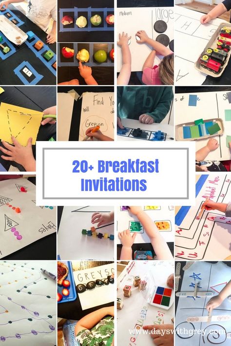 Preschool Breakfast, Easy Preschool Activities, Breakfast Invitation, Free Preschool Activities, Learning Activities For Kids, Diy Preschool, Literacy Games, Invitation To Play, Educational Activities For Kids