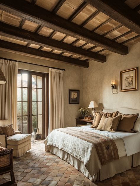 u1942658271_create_A_Mediterranean_bedroom_with_a_textured_ce_c2351fe5-8dc4-487f-b70e-2234773f5e54_3 Italian Bedroom Tuscan Style, Hacienda Bedroom, Mediterranean Bedrooms, Mediterranean Bedroom Ideas, Spanish Style Bedroom, Spanish Bedroom, Tuscan Bedroom, Mediterranean House Designs, Mediterranean Bedroom