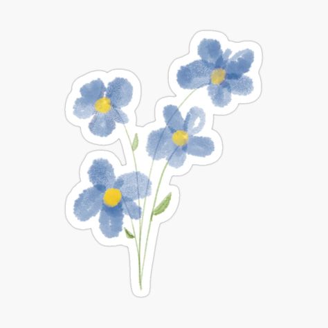 Flower Sticker Printable, Blue Flower Sticker, Stikers Aesthetic, Cake Stickers, Tiny Stickers, Blue Stickers, Collage Material, Flower Stickers, Blue Tulips