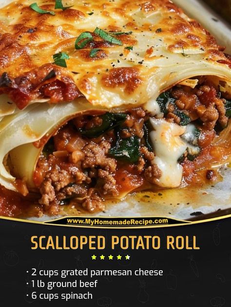 Easy and tasty recipes | Scalloped Potato Roll | Facebook Freezing Scalloped Potatoes, Scalloped Potato Roll, Scalloped Potato, Potato Rolls, Stuffed Potato Balls, Potato Roll, Supper Recipes, Scalloped Potatoes, Tasty Recipes