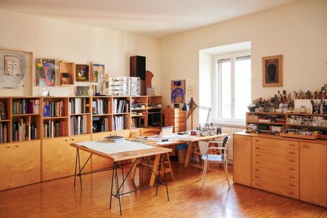 Double Desk, Art Studio Room, Cy Twombly, Jasper Johns, Studio Organization, Louise Bourgeois, Creative Workspace, Hobby Room, Studio Room