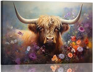 Cow Pictures Wall Decor Highland Cow Canvas Wall Pictures Farmhouse Wall Art Western Wall Decor Rustic Art Painting Animal Theme Artwork for Living Room Bedroom Home Office Decorations, Ready to Hang Rustic Art Painting, Western Canvas, Pictures Wall Decor, Highland Cow Canvas, Western Artwork, Cow Wall Art, Cow Pictures, Pictures Wall, Bedroom Artwork