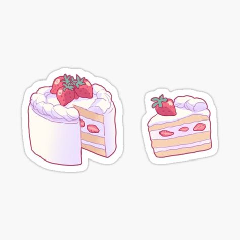 Cake Stickers | Redbubble Strawberry Cake Sticker, Cake Stickers Printable, Cake Sticker Design, Cute Cake Sticker, Cake Drawing Aesthetic, Kawaii Stickers Png, Stiker Cake, Cute Aesthetic Stickers, Cake Printable