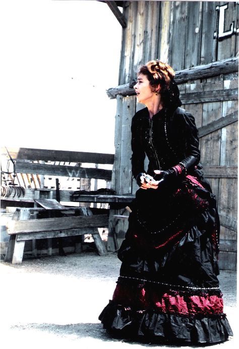 Tombstone.  Joanna Pakula as Kate in one of my designs.  #josephporrodesigns Tombstone Costume, Cowboy Movies, Tombstone Quotes, Tombstone 1993, Tuscon Arizona, Tombstone Movie, Western Couture, Costume Sketches, Ball Costume