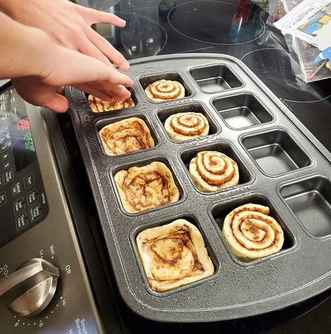 Boat Press Recipes, Pampered Chef Brownie Pan Ideas, Mini Apple Pies In Muffin Tin Cinnamon Roll, Pampered Chef Mini Brownie Pan Recipes, Brownie Pan Recipes, Pampered Chef Brownie Pan Recipes, Apple Pie Cinnamon Rolls, Pampered Chef Brownie Pan, Canned Cinnamon Rolls