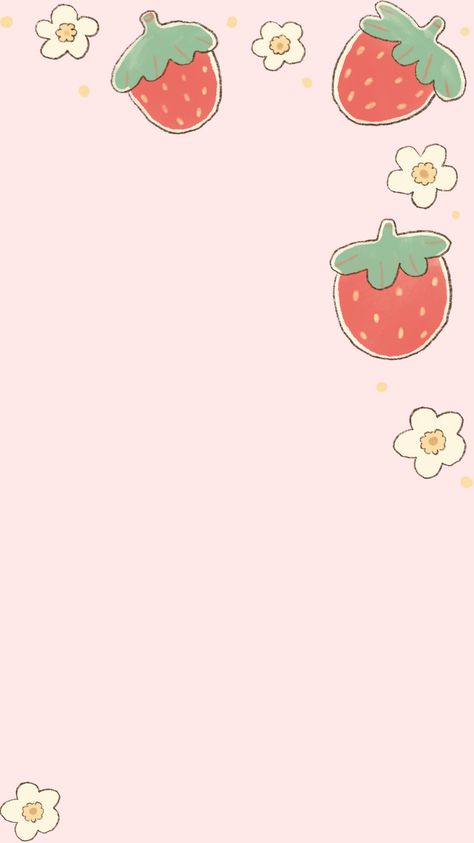 Strawberry and flower phone wallpaper, could also be used for instagram stories. Follow for more like this! Could Wallpaper, Strawberry Wallpaper, Tela Iphone, Flower Phone Wallpaper, Iphone Background Wallpaper, Cute Wallpaper Backgrounds, Background Wallpaper, Aesthetic Backgrounds, Phone Backgrounds