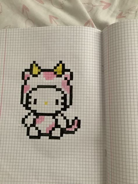 Spiderman Pixel Art, Square Drawing, Graph Paper Drawings, Easy Pixel Art, Pixel Drawing, Pix Art, Pixel Art Grid, Graph Paper Art, Hello Kitty Drawing