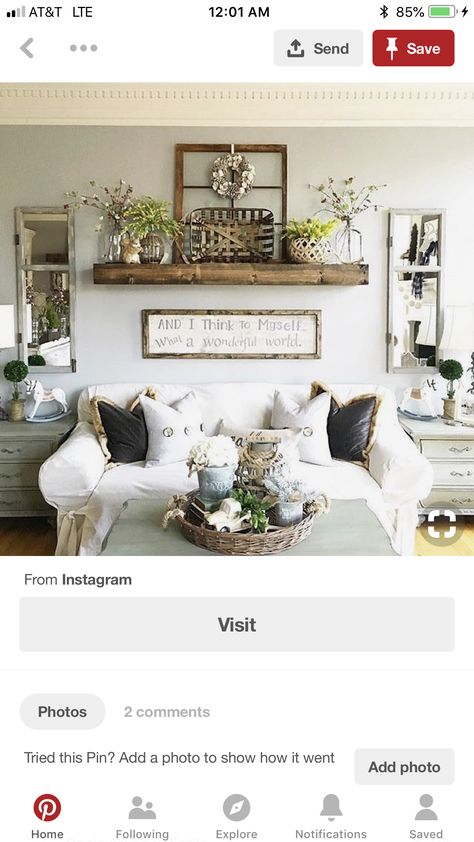 Farmhouse Living Room Wall Decor, Shelf Decor Living Room, Farmhouse Living Room Decor Ideas, Rustic Farmhouse Living Room, Behind Couch, Farmhouse Style Living Room, Living Wall Decor, Couch Decor, Modern Farmhouse Living Room