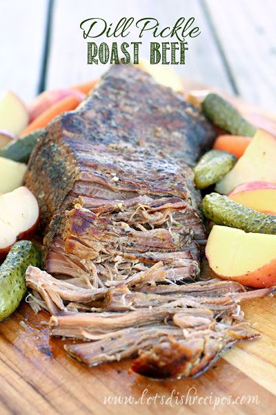 Dill Pickle Roast Beef Pickle Roast Beef, Dill Pickle Roast, Pickle Roast, Roast Beef Slow Cooker, Pickles Carrots, Roast Beef Sandwich Recipes, Crockpot Roast Recipes, Dill Pickle Recipe, Slow Cooker Roast Beef