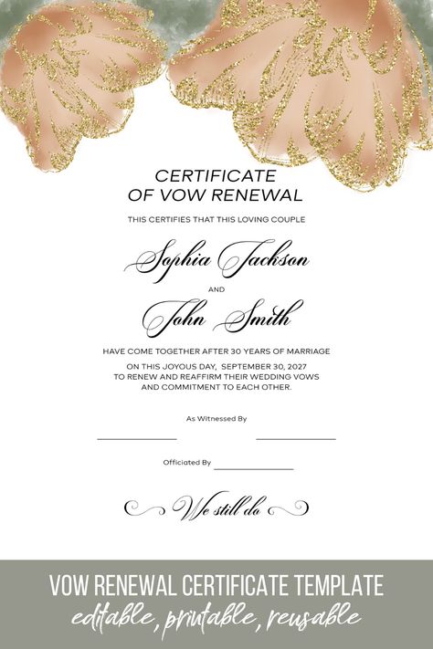 Vow Renewal Certificate, Spanish Pictures, Renewal Of Vows, Renewing Vows, Crayola Coloring Pages, Award Template, Wedding Renewal, Minecraft Coloring Pages, Editable Certificates