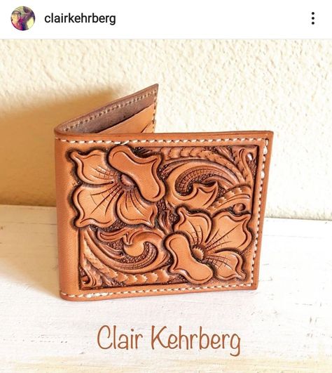 Tooled Wallet, Diy Leather Working, Diy Leather Wallet, Handmade Leather Work, Custom Leather Work, Leather Wallet Design, Leather Artist, Leather Stamping, Custom Leather Belts