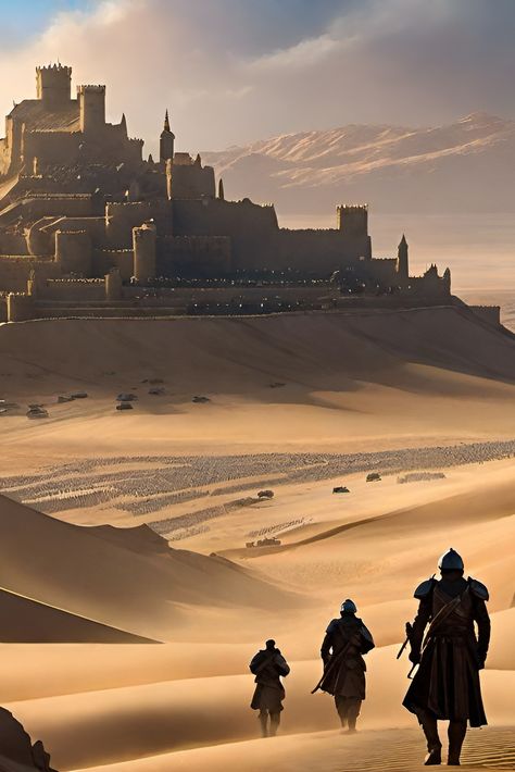 Dessert, castle Dessert Fantasy Art, Dune 2021, Fantasy Concept, Dessert Set, Fantasy Castle, Fantasy Concept Art, Drawing Ideas, Art Wallpaper, Digital Painting