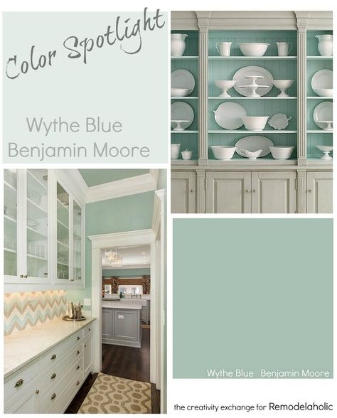 Wythe Blue from Benjamin Moore is a versatile, fresh blue paint color that works on both interiors and exteriors in a variety of lighting situations and placements. Learn more from The Creativity Exchange on Remodelaholic.com #paintcolors #wytheblue #benjaminmoore Wyeth Blue, Kitchen Lighting Placement, Light Blue Grey Paint, Benjamin Moore Wythe Blue, Benjamin Moore Bedroom, Color Spotlight, Wythe Blue, Blue Gray Paint Colors, Blue Gray Paint