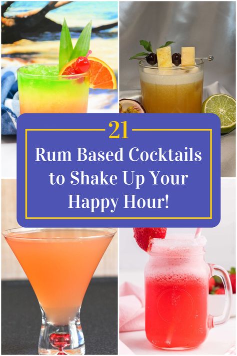 Collage of 4 rum based cocktails. Rum Based Cocktails Recipe, Run Cocktail Recipes, Rum Based Cocktails, Summer Rum Cocktails, Good Rum, Rum Cocktails, Cocktail Night, Rum Cocktail, Tropical Escape