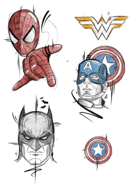 Marvel Flash Tattoo, Flash Tattoo Disney, Black Skull Tattoo, Egyptian Tattoo Sleeve, Card Tattoo Designs, Comic Tattoo, Superhero Coloring, Manga Tattoo, Marvel Tattoos