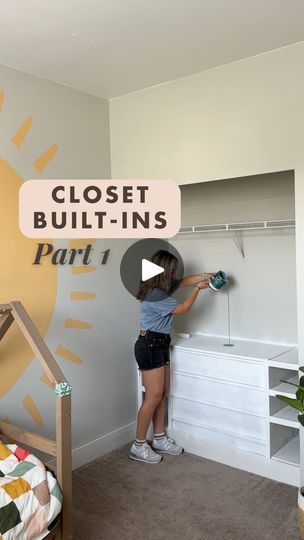 195 reactions · 6 comments | Closet built-ins PART 1 👏 call me delulu but maaaaaybe this will help keep the kids room more organized and easier to find clothes before the school routine kicks back in 😅 

Now that the dresser is in and shelves are built, I’ll be rebuilding the upper shelf, creating lots of hanging space, and adding pullout drawers that of course have to be ✨pretty✨. 

Stick around for part two ✌️💕 | Aubrey Booth | DIY & Home Design | gatheratthebooths · Original audio Small Closet With Built In Dresser, Built In Closet Wall, Booth Diy, Dresser In Closet, Built In Dresser, Closet Built Ins, School Routine, Small Closet, More Organized