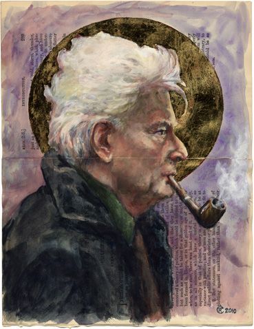 St. Jacques (Derrida) Watercolor on Book Pages - Tyrus Clutter Jacques Derrida, Book Pages, Books, Quick Saves, Art