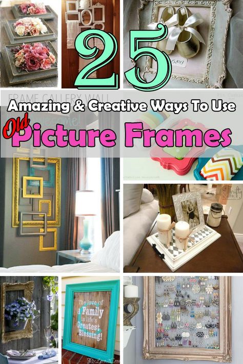 25 Amazing and Creative Ways To Use Old Picture Frames Picture Frames Without Glass Ideas, Reuse Old Picture Frames, What To Do With Large Picture Frames, Diy Crafts Using Old Picture Frames, Diy With Picture Frames, What To Do With Picture Frames, Unique Picture Frames Diy, Crafts With Picture Frames, Mini Frames Ideas