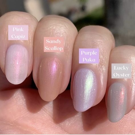 Iridescent Opal Chrome Nails, Clear Irridescent Nails Acrylic, Short Nail Designs Iridescent, Soft Pink And Gold Nails, Sheer Iridescent Nails, Irredescent Nails Light Pink, Nail Ideas Iridescent, Iridescent Lavender Nails, Irredescent Pink Nails