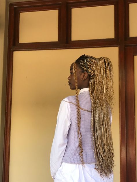 Blonde braids Using clip on braids Updo hairstyle with braids Clip On Braids, Hairstyle With Braids, Clip Updo, Braids Updo, Blonde Braids, Box Braids Hairstyles For Black Women, Updo Hairstyle, Braids With Curls, Braided Hairstyles Updo