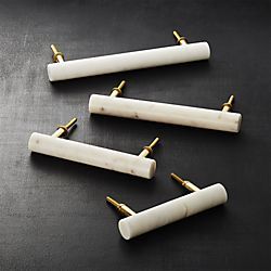 Modern Cabinet Hardware: Knobs and Drawer Pulls | CB2 Pirate Bathroom Decor, Marble Handle, Cabinets Hardware, Brass Rods, Wood Wall Bathroom, Ideas For Bathroom, Bathroom Rules, Kitchen Cabinet Hardware, Bathroom Decor Ideas