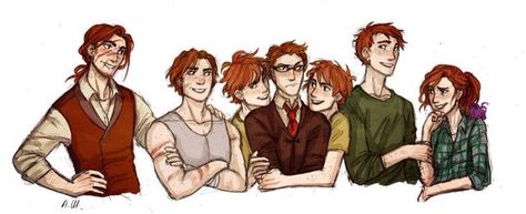 Weasleys: Bill, Charlie, Fred, Percy, George, Ron, and Ginny Charlie Weasley, Hery Potter, Scorpius And Rose, Weasley Family, Buku Harry Potter, Yer A Wizard Harry, Weasley Twins, Golden Trio, George Weasley