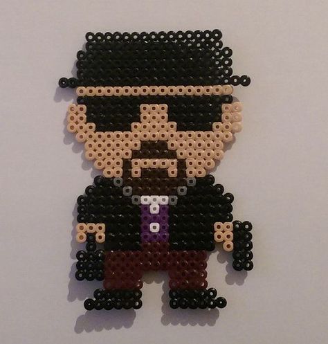 Perler Bead Heisenberg (Breaking Bad) by NerdyCompanions Breaking Bad Gifts, Melt Beads, Hama Art, Lego Mosaic, Geeky Craft, Perler Creations, Melty Bead Patterns, 8bit Art, Perler Bead Templates