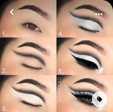 Eye Makeup Glitter, Eye Makeup For Hooded Eyes, Maquillage Yeux Cut Crease, Silver Eye Makeup, Make Up Designs, Silver Makeup, Drag Make-up, New Year's Makeup, Hooded Eye Makeup