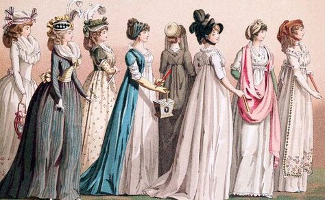 1790s Dress, Regency Fashion Women, 1790s Fashion, 1820 Fashion, French Inspired Fashion, Walking Dress, Regency Era Fashion, Fashion Artwork, Regency Fashion