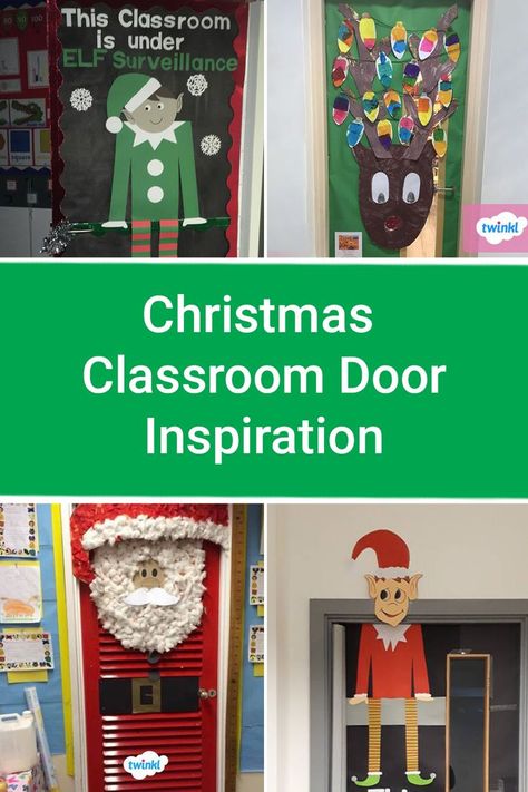 Christmas Classroom Door Inspiration Santa Classroom Door Ideas, Elf Door Decorations Classroom, Elf Classroom, Elf Village, Elf Surveillance, Classroom Christmas Decorations, Christmas Classroom Door, Christmas Door Decoration, Classroom Christmas