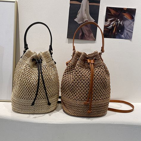 Faster shipping. Better service Straw Bucket Bag, Fashion Trends Summer, Woven Handbags, Straw Handbags, Bag Summer, Handbags Casual, Woman Weaving, Boho Stil, Womens Tote