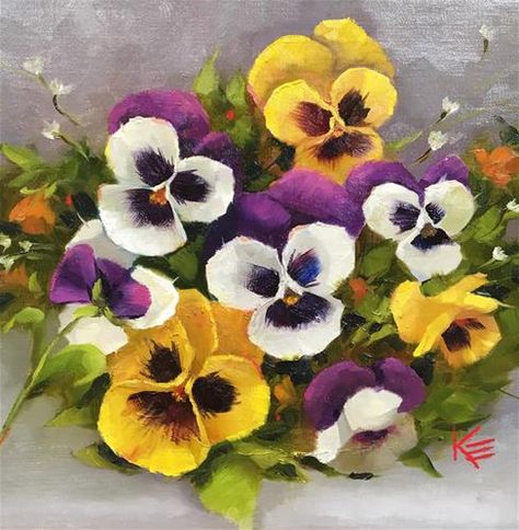 Krista Eaton Gallery of Original Fine Art Krista Eaton, Pansies Art, Soyut Sanat Tabloları, Pansies Flowers, Contemporary Abstract Art, Oil Painting Flowers, Still Life Art, Flower Art Painting, In A Jar