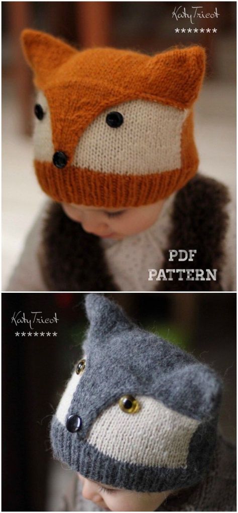 Love this adorable knit fox hat! Such a sweet hat for little ones! Check out the other adorable little costume hats found by #craftevangelist #crafts #knit #hat #pattern #yarn #DIY #knitting #foxes #wolves Fox Hat Pattern, Knit Fox, Knitted Hats Kids, Fox Hat, Baby Hats Knitting, Costume Hats, Hat Knitting Patterns, Knitting For Kids, Knitted Hat