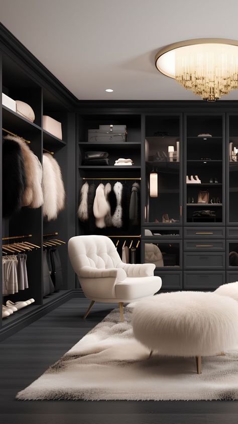 Dressing Room Interior Design, Master Dressing Room, Dressing Room Interior, Luxurious Dressing Room, Luxury Dressing Room, Master Closet Design, Room Interior Design Ideas, Dressing Room Decor, Black Rooms