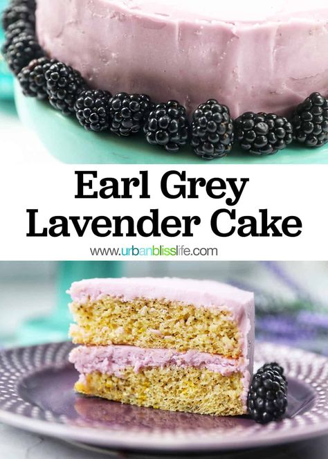 This beautiful, elegant earl grey lavender cake is perfect with tea, for brunch, birthdays, or a special afternoon snack. Recipe at UrbanBlissLife.com. Lavender Cake Recipe, Earl Grey Lavender, Earl Grey Cake, Grey Cake, Chandelier Cake, Lavender Cake, Culinary Lavender, Grey Lavender, Afternoon Snack