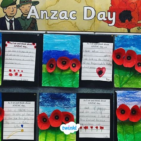 Beautiful bright and colourful ANZAC Day display! Download this FREE Anzac Day Display Banner to make your classroom display that bit more lovely! Anzac Day Art, Anzac Day Craft, Anzac Day Activities, Preschool Displays, Celebration Activities, Remembrance Day Activities, Classroom Display, Display Banners, Daycare Ideas