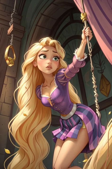 Disney Fan Art Dirty, Realistic Disney Princess, Dark Disney Princess, Disney Pin Up, Alternative Disney Princesses, Disney Character Art, Alternative Disney, Disney Princess Rapunzel, Disney Princess Artwork