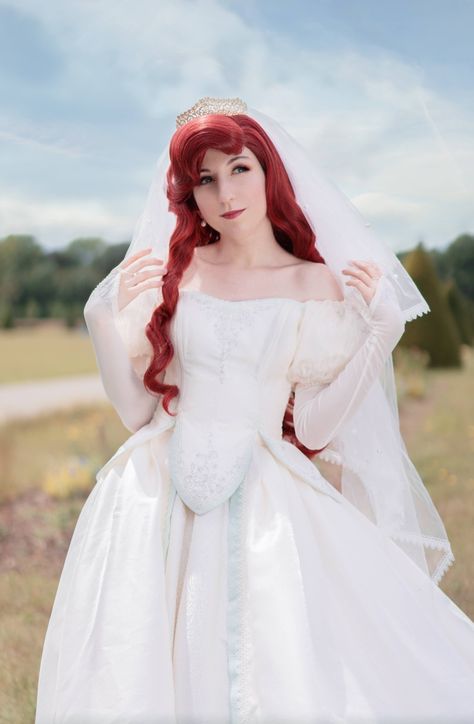 Ariel in her wedding dress Cosplay by Kiyomi Ariel Pink Dress, Ariel Wedding Dress, The Little Mermaid Musical, Ariel Pink, Ariel Wedding, Disney Princess Cosplay, Ariel Cosplay, Mermaid Cosplay, Ariel Dress