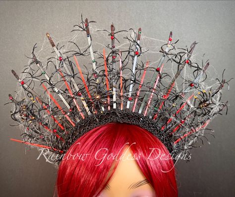 Spider Headpiece, Sorcerer Costume, Goddess Halo Crown, Vampire Crown, Spider Headband, Gothic Spider, Spider Queen, Dark Goddess, Halo Crown