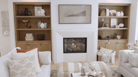 Property Brothers Forever Home, Drew And Jonathan Scott, Modern Traditional Design, Two Tone Cabinets, Vintage Meets Modern, Property Brother, White Fireplace, Jonathan Scott, Home Still