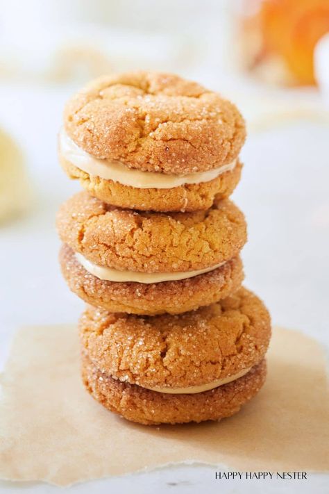 Pumpkin Cream Cheese Cookies Pumpkin Cream Cheese Cookies, Sandwich With Cream Cheese, Pumpkin Snickerdoodle Cookie Recipe, Pumpkin Flour, Cream Cheese Cookie, Bear Recipes, Cookie Sandwich, Sweet Treat Recipes, Cozy Afternoon