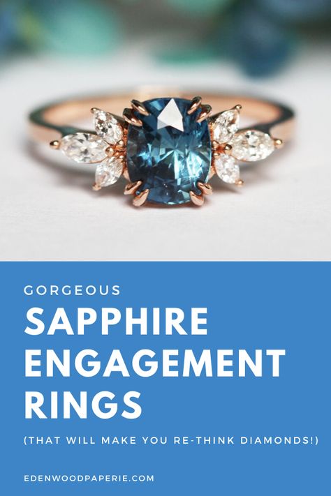 If you’re a non-traditional bride looking to make a bold statement with your engagement ring, then a sapphire engagement ring may be for you. With their celestial hues it’s no wonder they’re among the top stones for unique engagement rings. Click through to see gorgeous sapphire engagement rings that will make you think twice about diamonds! #weddingtrends #engagementrings #sapphireengagementrings #uniqueengagementring #weddingideas Unique Engagement Rings Sapphire, Wedding Couple Pictures, Top Wedding Trends, Beautiful Wedding Bands, Sapphire Engagement Rings, White Sapphire Engagement Ring, Fall Rings, Outdoor Wedding Inspiration, Wedding Band Designs