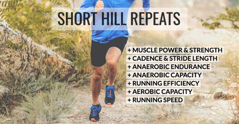 Short Hill Repeats for Strength, Running Cadence and Speed Endurance Hill Repeats Workout, Hill Sprint Workout, Hill Running Workout, Hill Running, Sprint Workout, Running Hills, Hill Workout, Running Pace, Interval Running