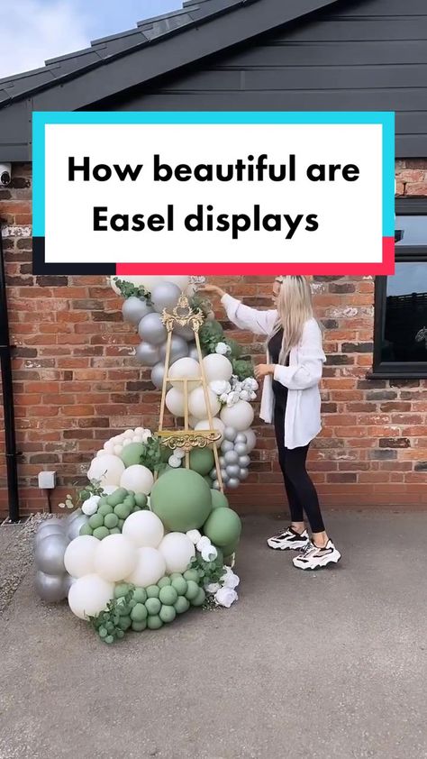 Balloon Arch On Easel, How To Decorate An Easel With Balloons, Balloons Around Easel, Easel With Balloons, Welcome Easel With Balloons, Sign On Easel With Balloons, Mini Balloons, Balloon Wall, Balloon Garland